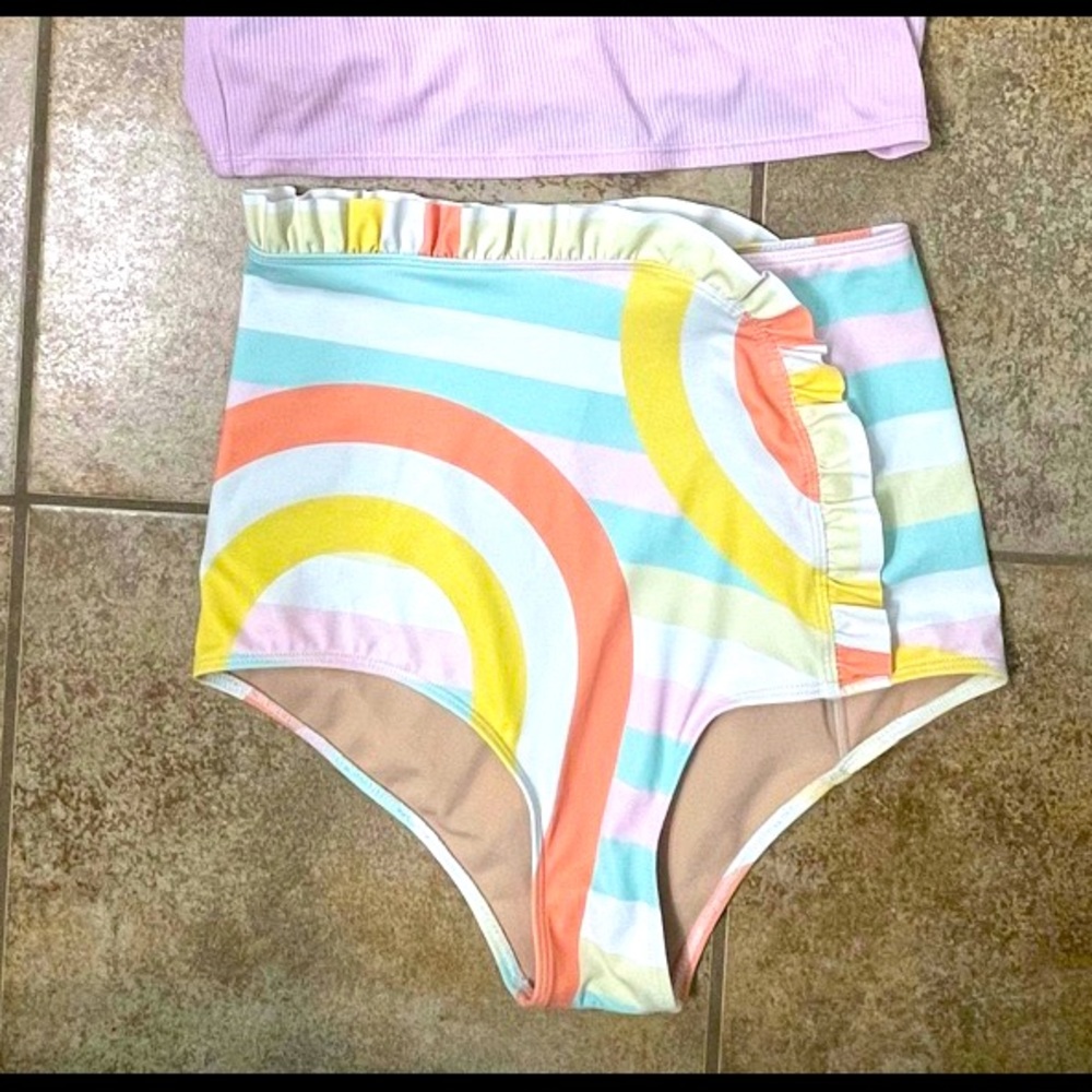 Kortni Jean retro rainbow cascade ruffle bottoms